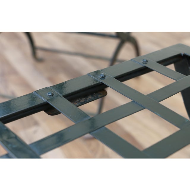 Ebony Vintage Set of 4 Hervé Baume French Wrought Iron Folding Patio Chairs, 1970s For Sale - Image 8 of 18