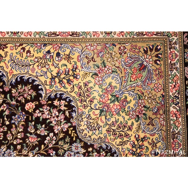 Beautiful and Extremely Fine Small Scatter Size Brown Silk Persian Qum Rug, Country of Origin / Rug Type: Modern Persian...