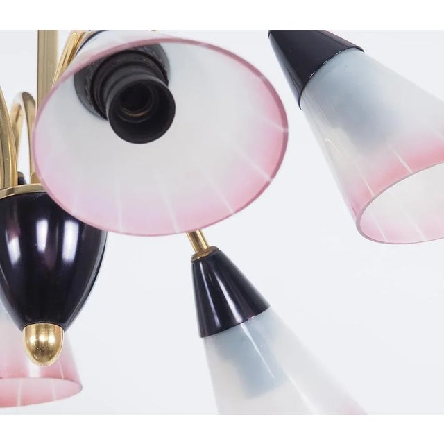 Gold Vintage Italian Chandelier in Brass and Glass, 1950s For Sale - Image 8 of 10