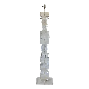 1970s Karl Springer Style Thickset Stacked Lucite Floor Lamp