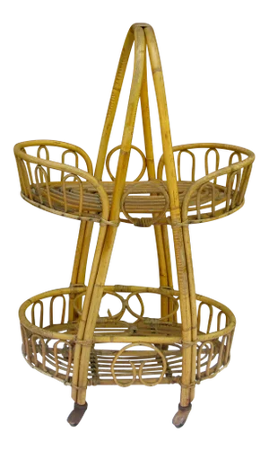 1970s Rattan Beverage/Bar Cart