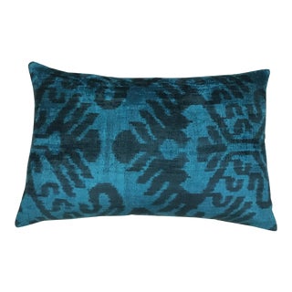 Silk Uzbek Ikat Velvet Hand Made Pillow Cushion,16x24 For Sale