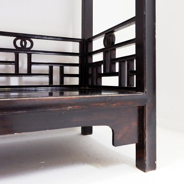 Vintage 20th Century Chinese Four-Tier Lacquered Wood Bookcase For Sale - Image 10 of 16