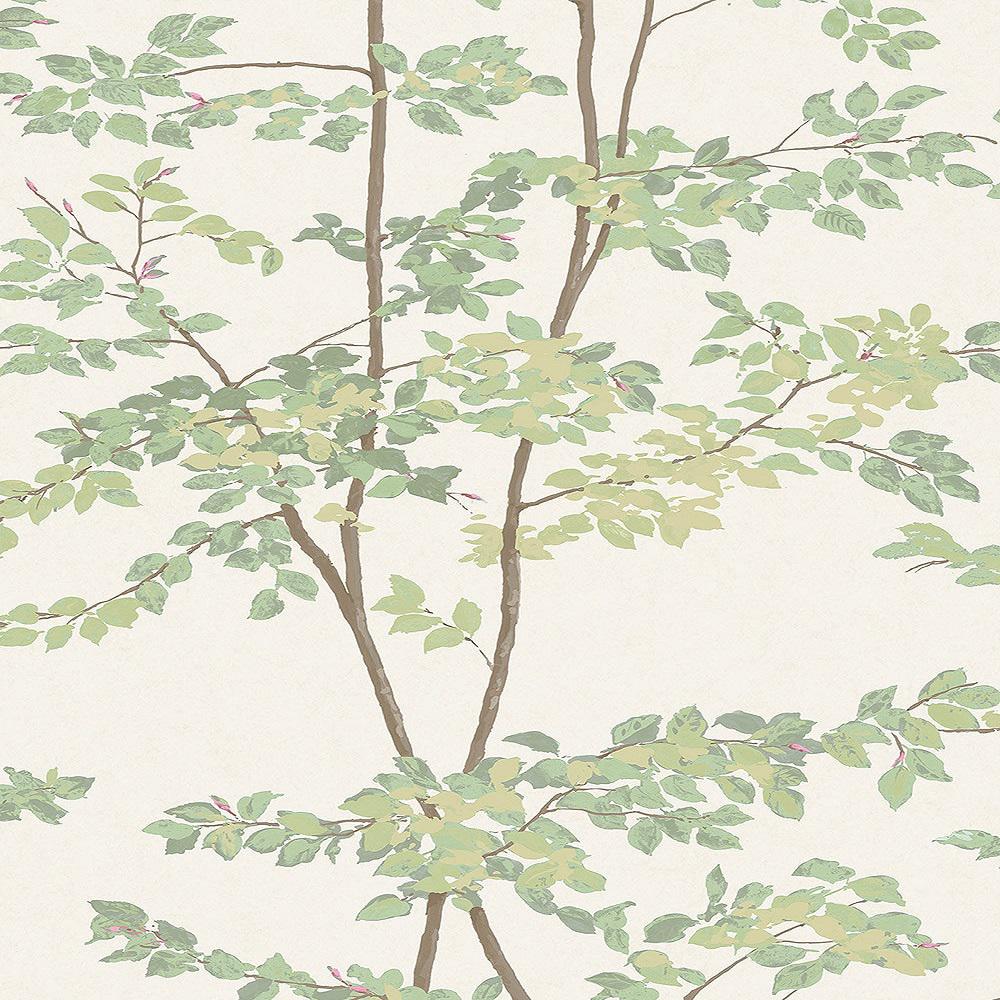 Lewis & Wood Beech Document Green Botanic Style Wallpaper Sample | Chairish