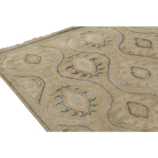 2010s Rug & Kilim’s Classic Style Rug in Green and Beige-Brown Ikats Patterns For Sale - Image 5 of 7