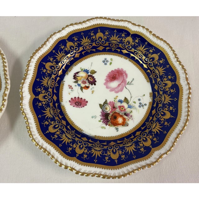 Ceramic 1820's English Regency Hand Painted Coalport Porcelain Plates- A Pair For Sale - Image 7 of 17