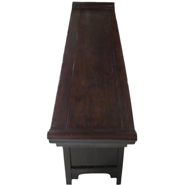 Wood Antique Chinese Elm Everted Flange Altar Sideboard Cabinet For Sale - Image 7 of 8
