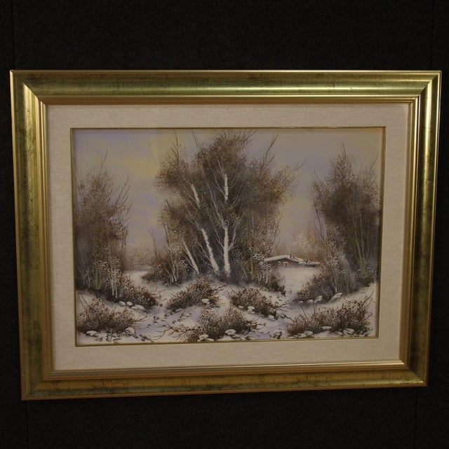 Italian Artist, Winter Landscape, 1970, Oil on Canvas, Framed For Sale - Image 9 of 16