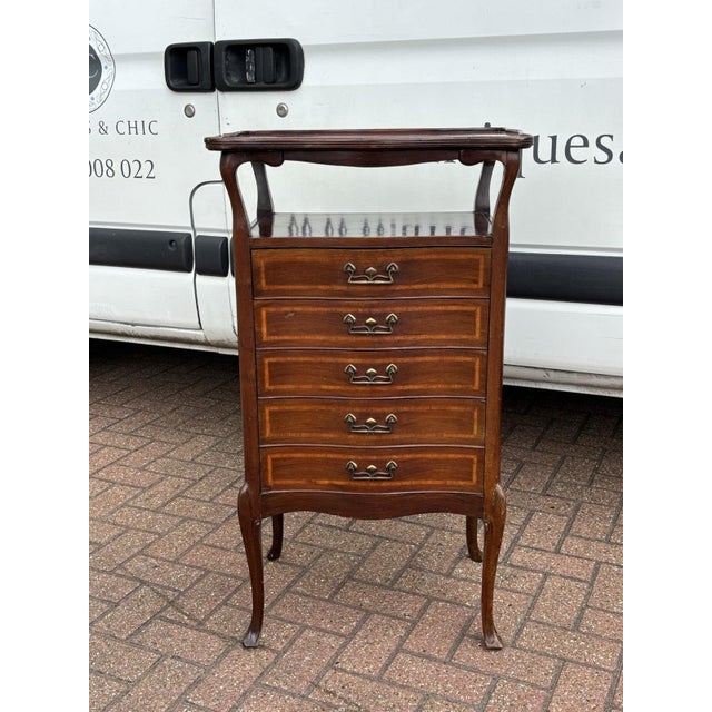 Art Noveau Inlaid Mahogany Chest of Drawers For Sale - Image 5 of 10