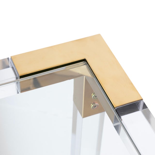 2020s Pasargad Home Lucen Glass Console Table With Gold Accents & Acrylic Frame For Sale - Image 5 of 8