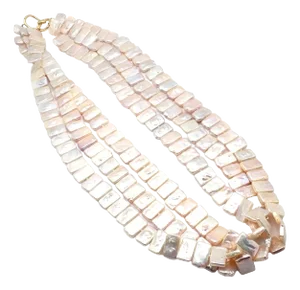 Vintage Angela Cummings Yellow Gold Mother of Pearl Three Row Necklace