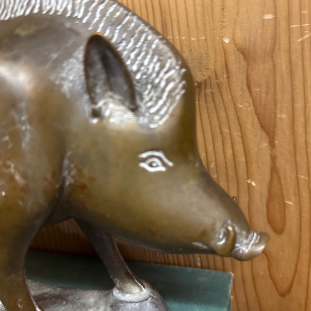 1950s Wild Boar Bronze Sculpture Razor Back Boar For Sale - Image 11 of 11