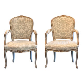 Pair of 19th Century Italian Painted and Parcel-Gilt Armchairs For Sale