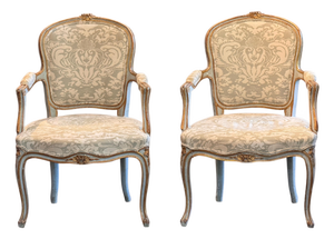 Pair of 19th Century Italian Painted and Parcel-Gilt Armchairs