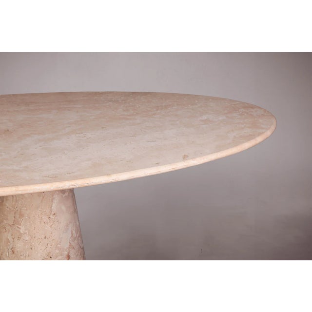 Solitary Coné Travertine Oval Dining Table 55" For Sale - Image 4 of 5