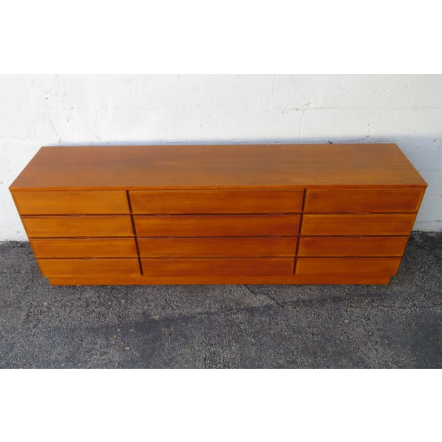 Mid-Century Modern Mid Century Danish Modern Long Dresser Sideboard Tv Media Console For Sale - Image 3 of 12