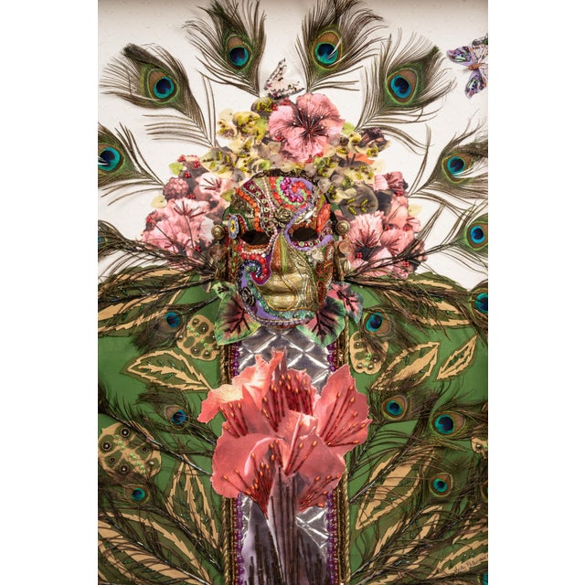 Vintage Mardi Gras Mask Arrangement Art For Sale - Image 4 of 10