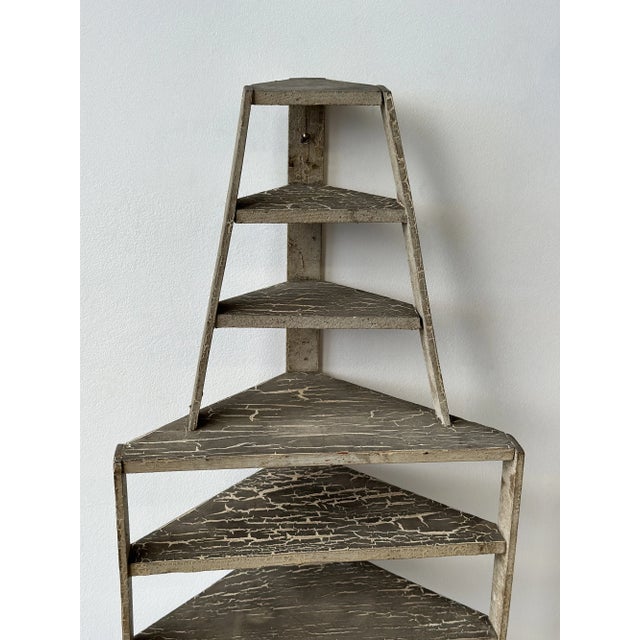 Vintage Folk Art Contracted Paint Finish Tiered Corner Shelf, Circa 1930s-40s For Sale In New York - Image 6 of 13