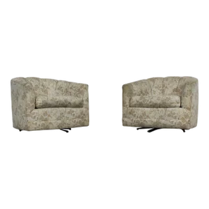 Pair of Mid-Century Danish Modern Selig Barrel Back Swivel Club Chairs