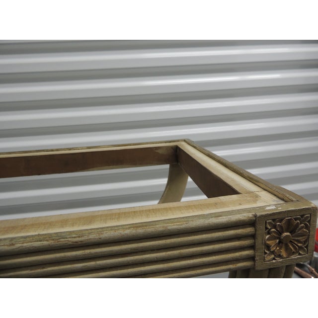 Off-white Vintage Louis XVI Style Bench Wood Frame For Sale - Image 8 of 9