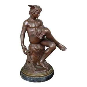 19th Century French Sculpture of a Seated Mercury by Pierre Marius Montagne
