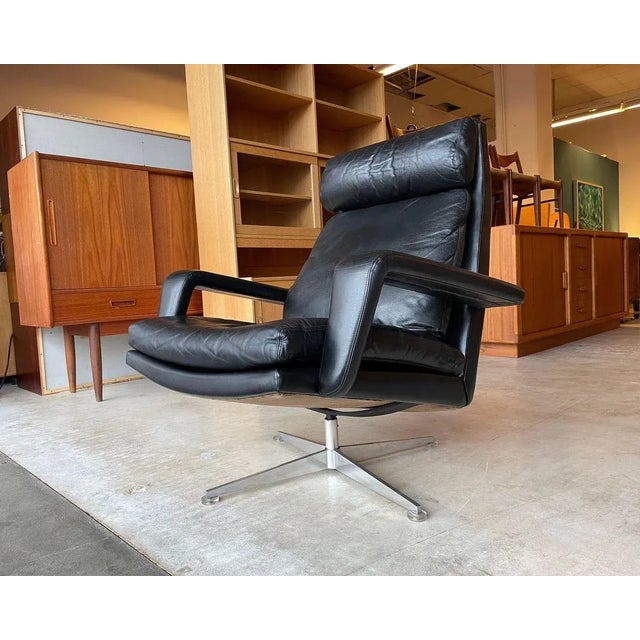 Vintage Leather & Teak Lounge Armchair by Hans Kaufeld, 1970s For Sale - Image 4 of 11