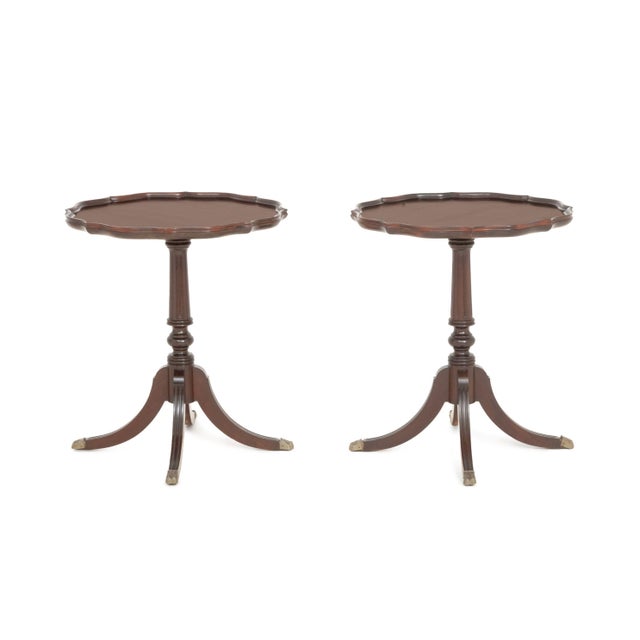 Pair of Regency Style Mahogany Pie Crust Edge Side Tables For Sale - Image 4 of 8