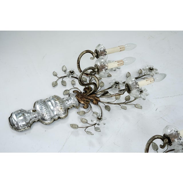 French Crystal Bronze Sconce Rings attributed to Maison Baguès, 1960s, Set of 2 For Sale - Image 17 of 18