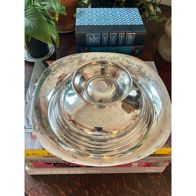 Metal Mid 20th Century Sheets-Rockford Silver Plate Pedestal Flower Bowl With Gadrooned Border 11.5” Centerpiece For Sale - Image 7 of 9