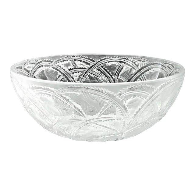 Lalique French Crystal Pinsons Bowl, Signed. For Sale