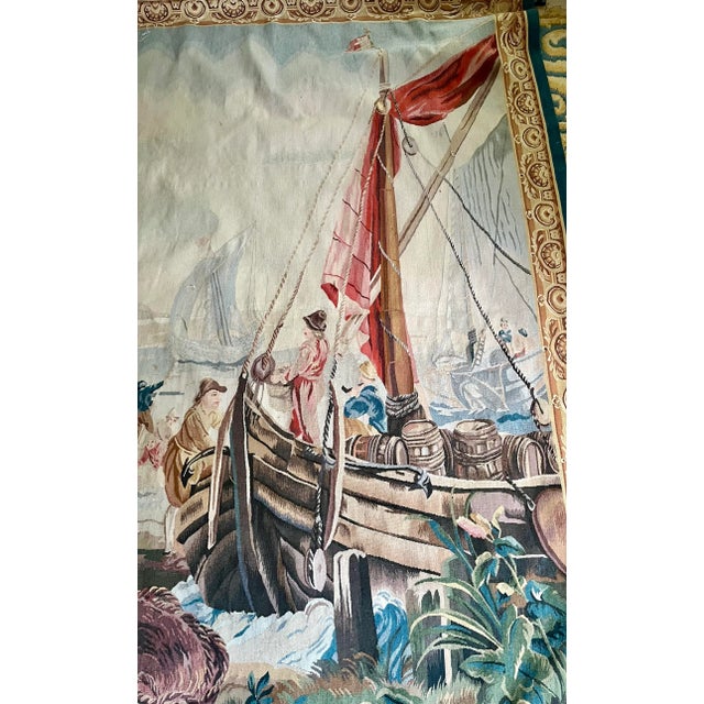 1940s Large Vintage French Hand-Woven Colorful Tapestry For Sale - Image 5 of 12