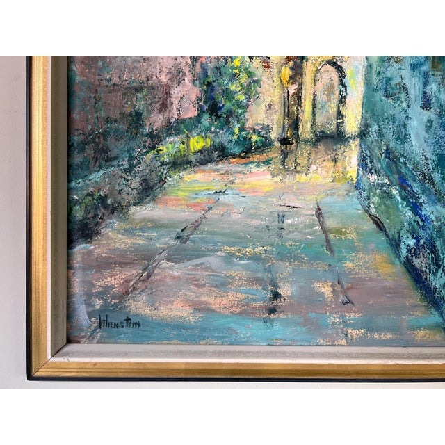 Wood 70's Lilienstein Impressionist Street Scene Oil on Canvas Painting, Framed For Sale - Image 7 of 11