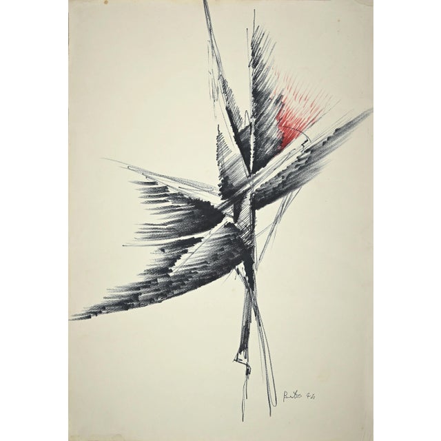 Abstract Composition is an original drawing artwork in pencil and pen realized by an anonymous Italian artist in 1974....