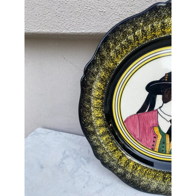 Mid-Century Modern French Faience Plate Quimper Circa 1950 For Sale - Image 3 of 4