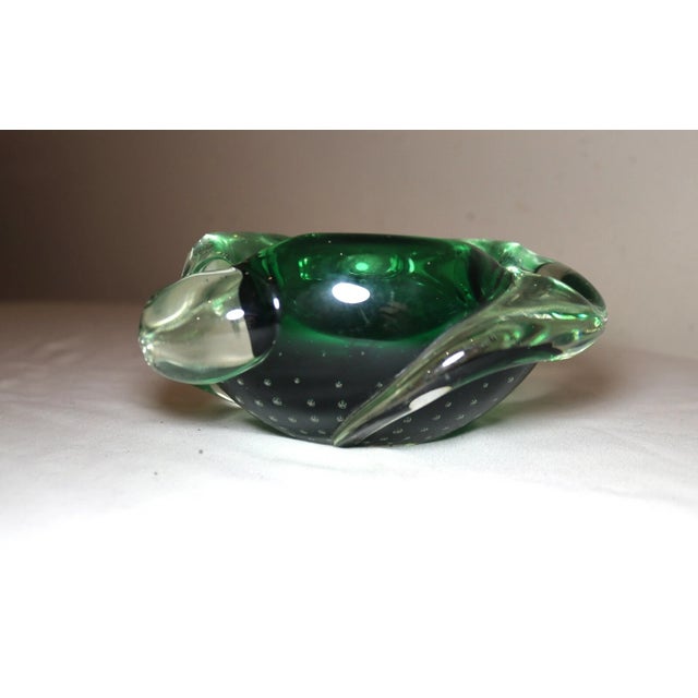Glass Share Vintage Hand Blown Murano Control Bubble Art Glass Cigarette Cigar Ashtray Italy For Sale - Image 7 of 12