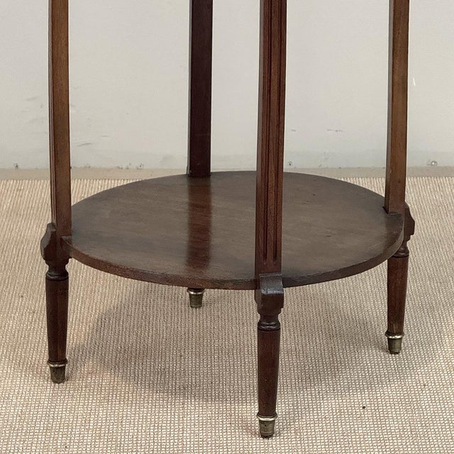 Louis XVI Mahogany Table ~ Gueridon With Carrara Marble and Brass For Sale - Image 13 of 18