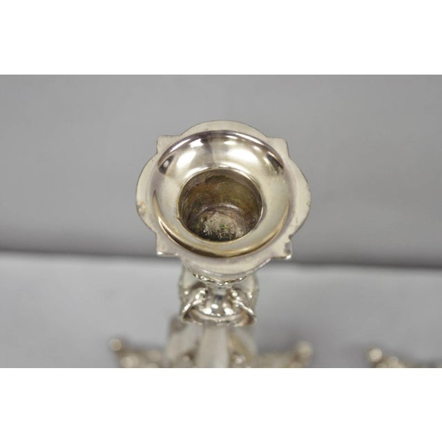 Antique Silver Plated WMF Warsaw Imperial Russia 12" Candlestick Holders - Pair For Sale - Image 14 of 18