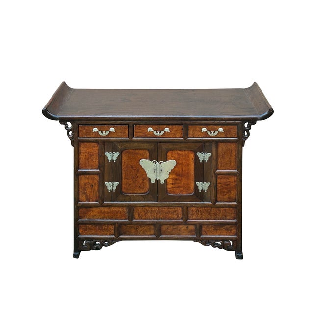 This is a beautiful example of a vintage Korean Bandaji chest (or similar traditional cabinet), characterized by its rich,...