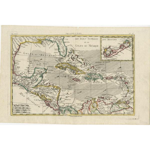 Rigobert bonne and g. Raynal's 1780 map of the west indies, gulf of mexico, antilles, and the caribbean stands as a...
