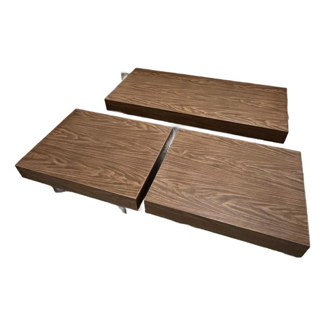 1970s Architectural Modern Low-Profile Coffee & End Table Set, 3-Piece For Sale