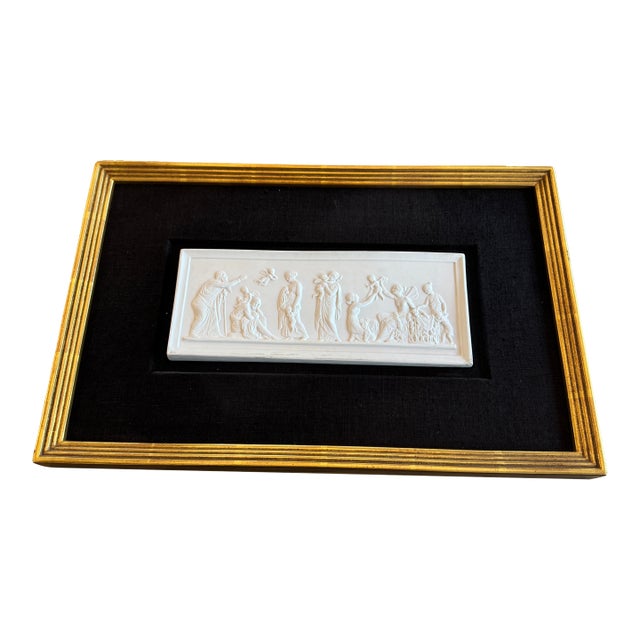 Mid 20th Century Framed Royal Copenhagen Bisque Porcelain Plaque Entitled Ages of Love. For Sale