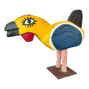 Vintage Guatemalan Hand Carved Bird Folk Art Sculpture