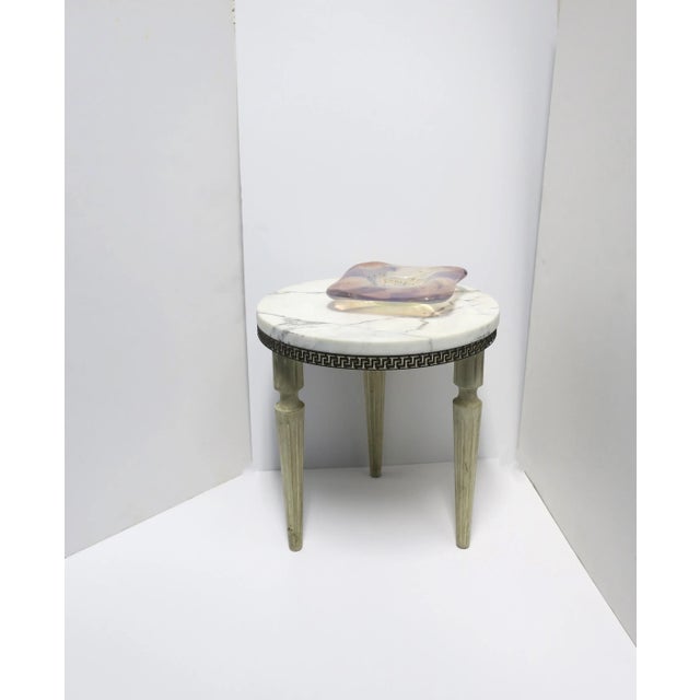 Italian Murano Art Glass Bowl White Opaline, Pink and Shimmering Gold Drops For Sale - Image 4 of 12