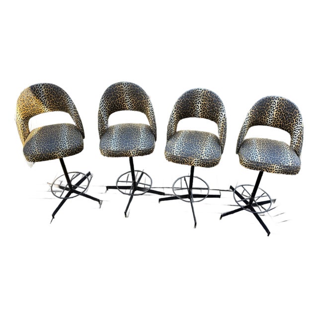 1960 Leopard Bar Stools - A Set of 4 For Sale