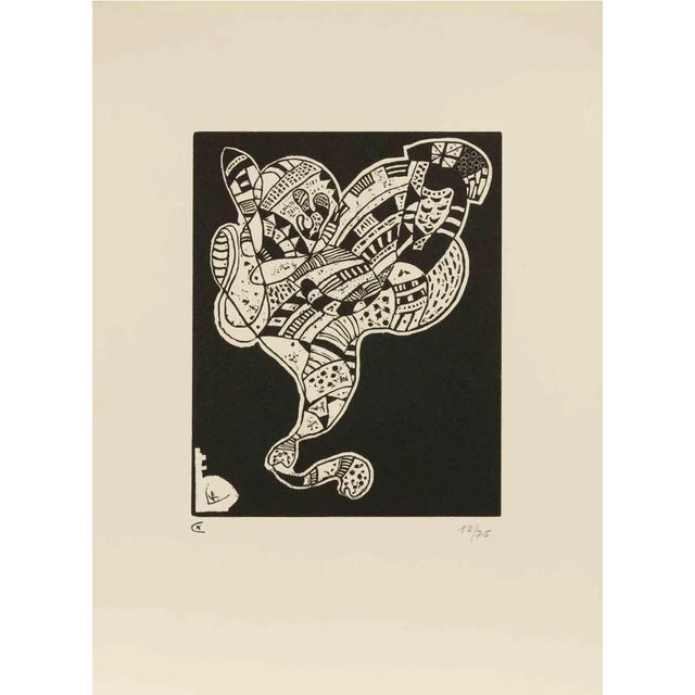Gravure pour 10 origine is a modern artwork realized after Vasilij Kandinskij Black and white woodcut Numbered on the...