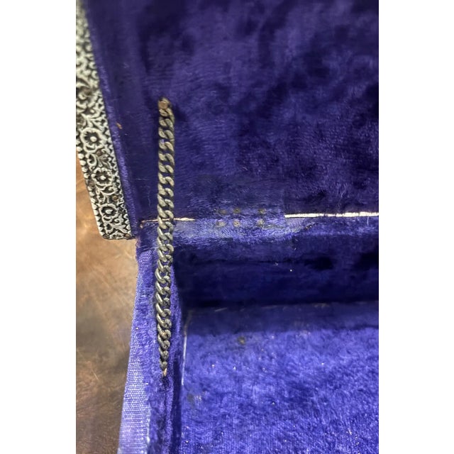 1960s 1960's Copper Box ⸻ Vintage Indian Metal-Clad Jewelry Box With Velvet Lining For Sale - Image 5 of 6