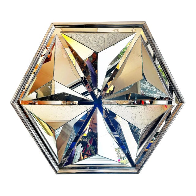 1970s Hexagonal Mirrored Wall Sculpture Attributed to Milo Baughman for Thayer Coggin For Sale