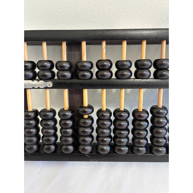 Mid-Century Modern Vintage Chinese 13-Rod Black Wooden Suanpan Abacus For Sale - Image 3 of 9