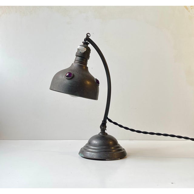 Art Nouveau Austrian Table Lamp in Brass & Purple Glass, 1890s For Sale - Image 14 of 14