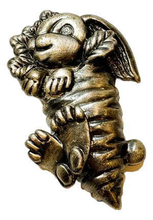 Vintage Pewter Bunny Carrot Spring Easter Brooch Jewelry